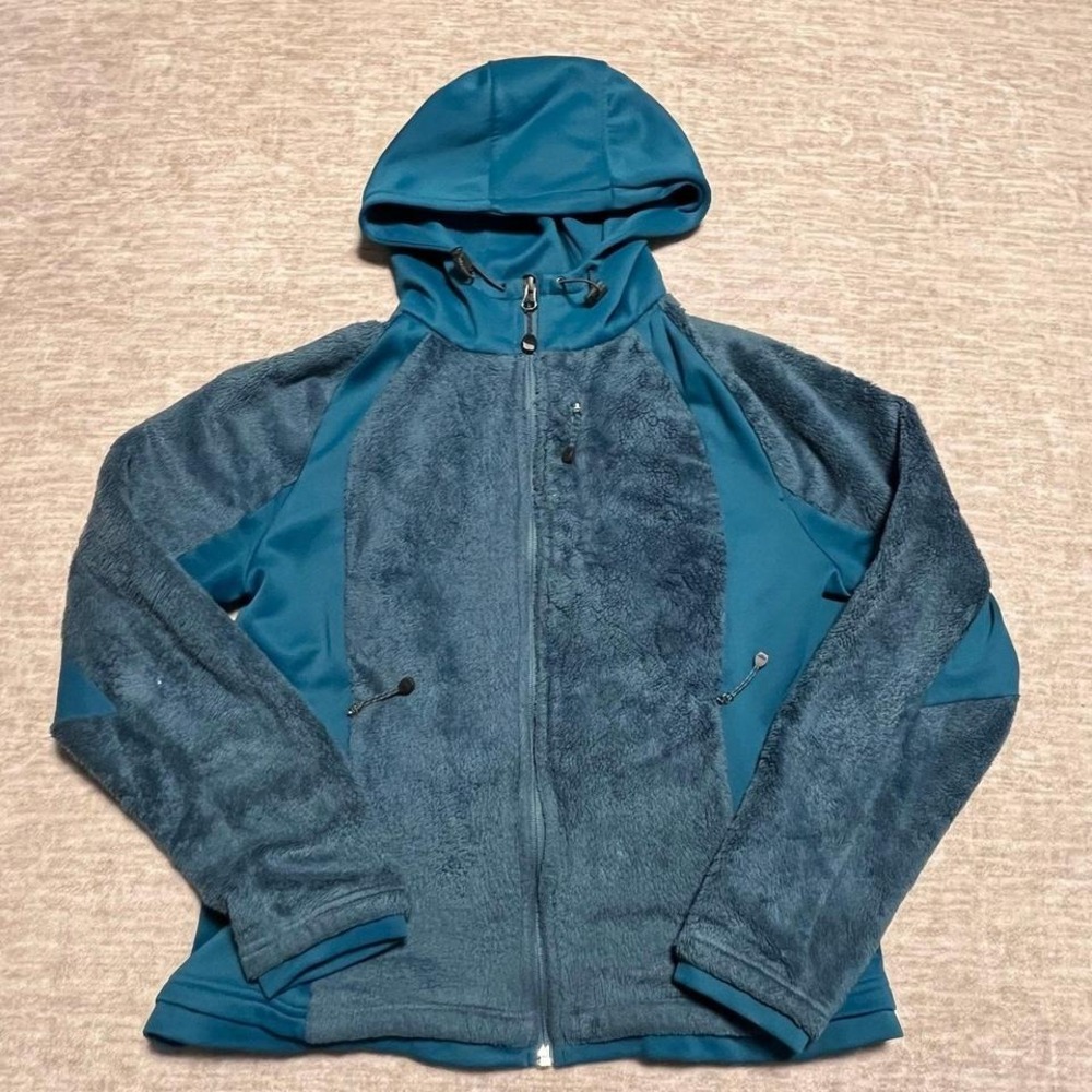Eddie Bauer Women's Hooded Full-Zip Fleece Jacket – Teal‎ Blue – Size M